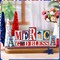 4th of July Summer Table Decor Reversible Patriotic Memorial Day Tabletop Sign Hello Summer Gold Bless America Letter Table Centerpiece Red White Blue Decor